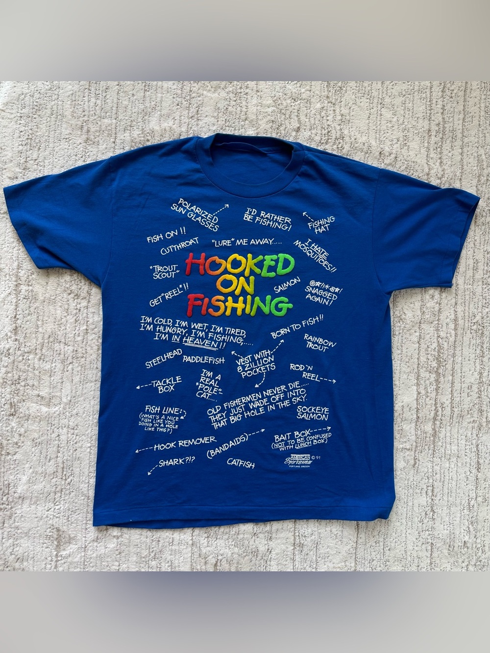 Hooked On Fishing Vintage Shirt American Sportswear 90s  **Size Large**